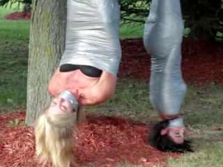 Two Girls Duct Tape Mummies Outdoors, HD adult film cc